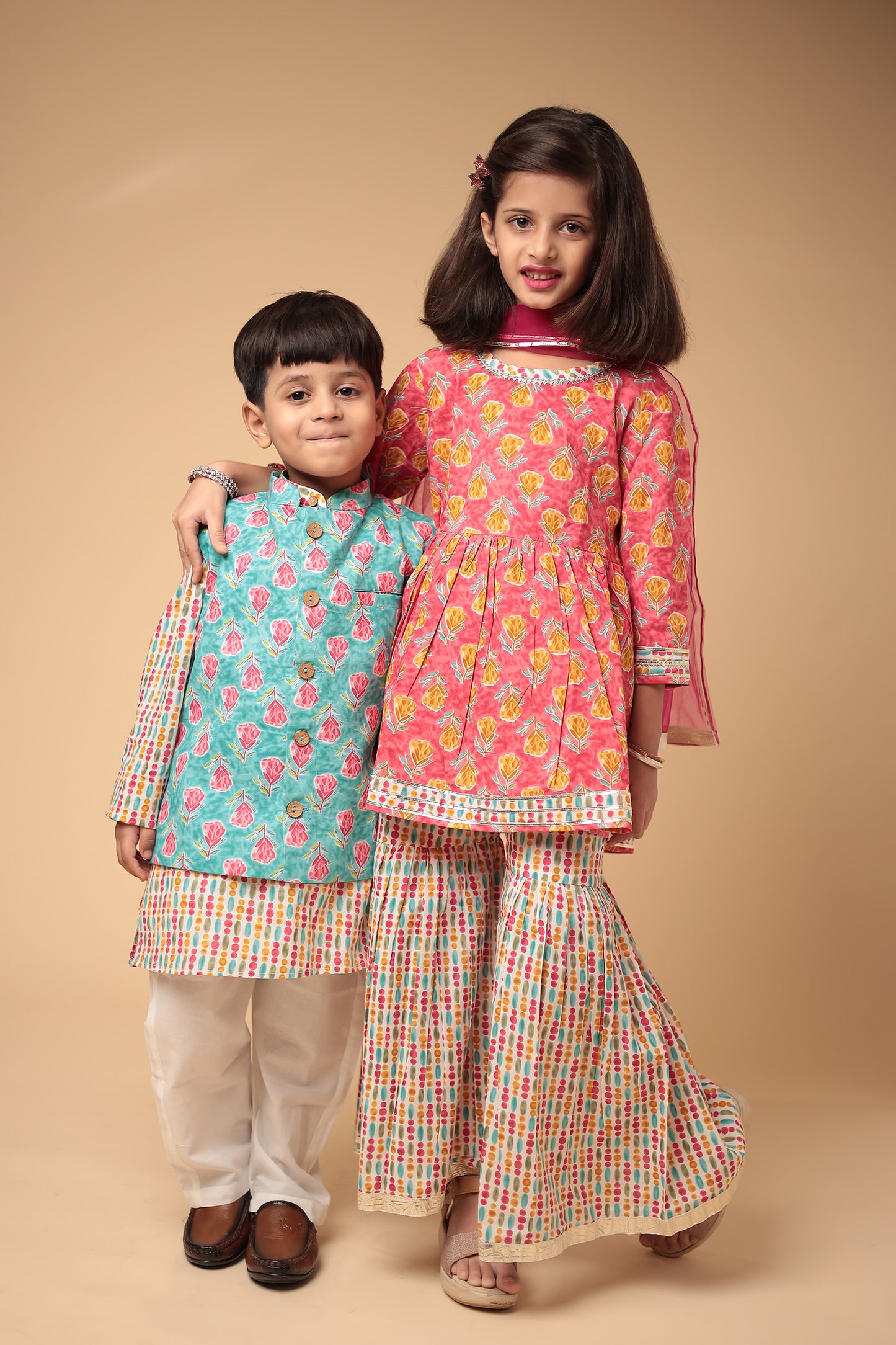 Traditional Cotton Lehariya Kurta with Pajama Set for Boys