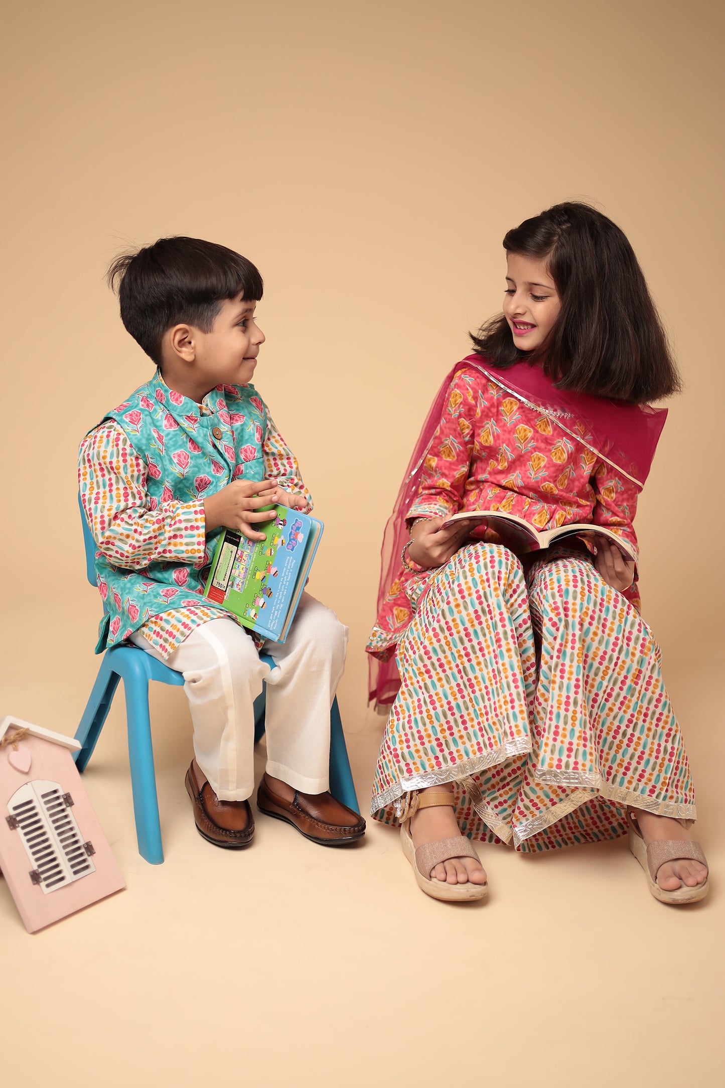 Traditional Cotton Lehariya Kurta with Pajama Set for Boys