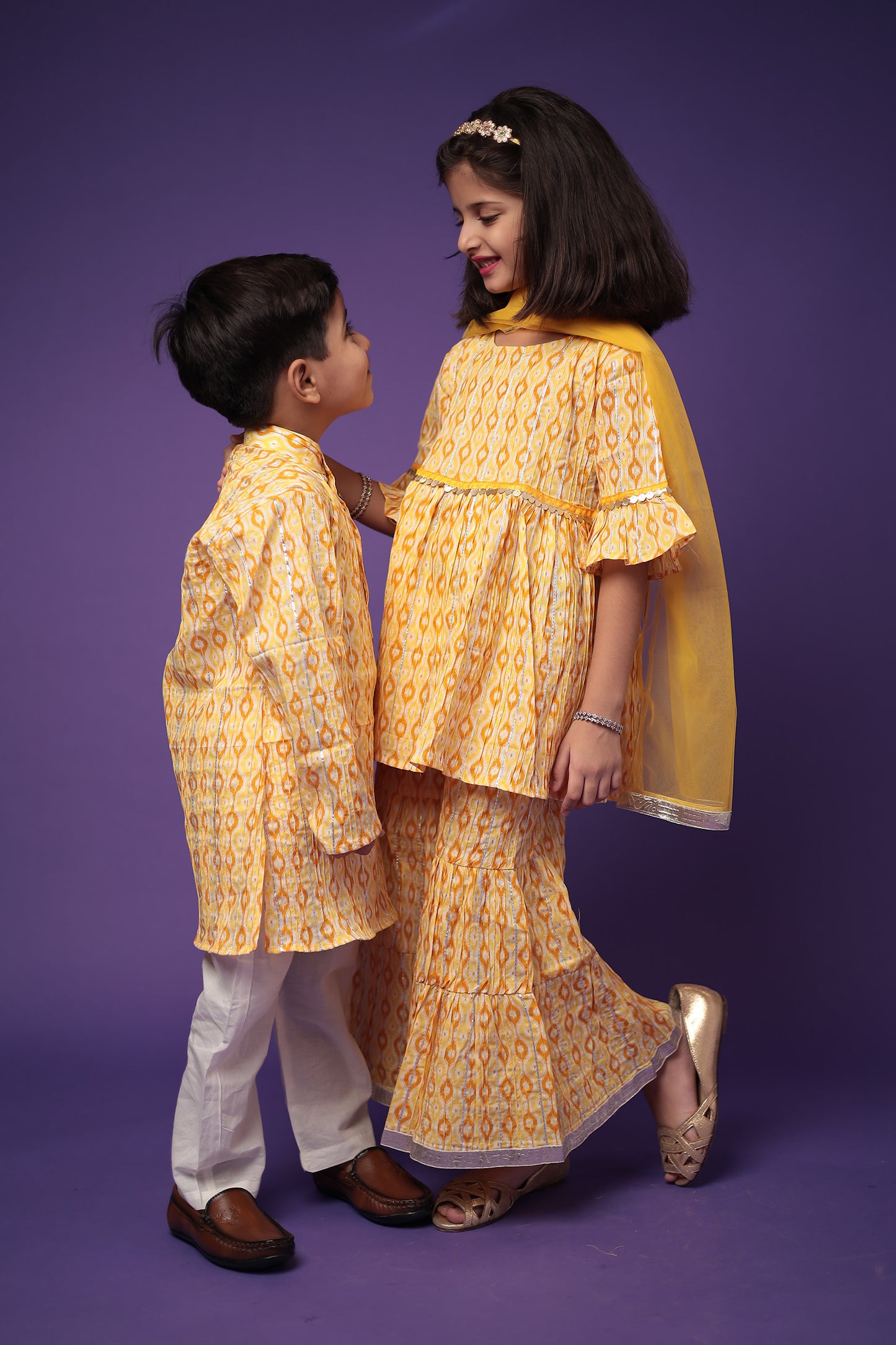 Traditional Cotton pintuck Kurta with Pajama Set for Boys