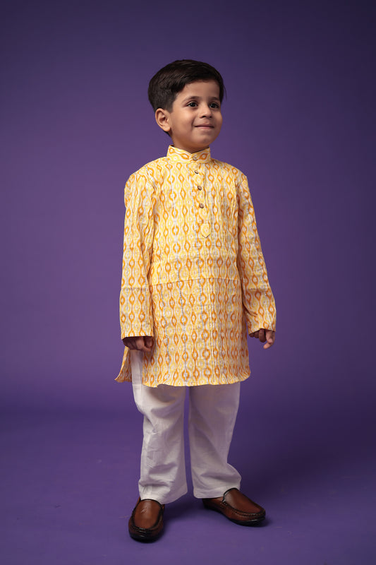 Traditional Cotton pintuck Kurta with Pajama Set for Boys