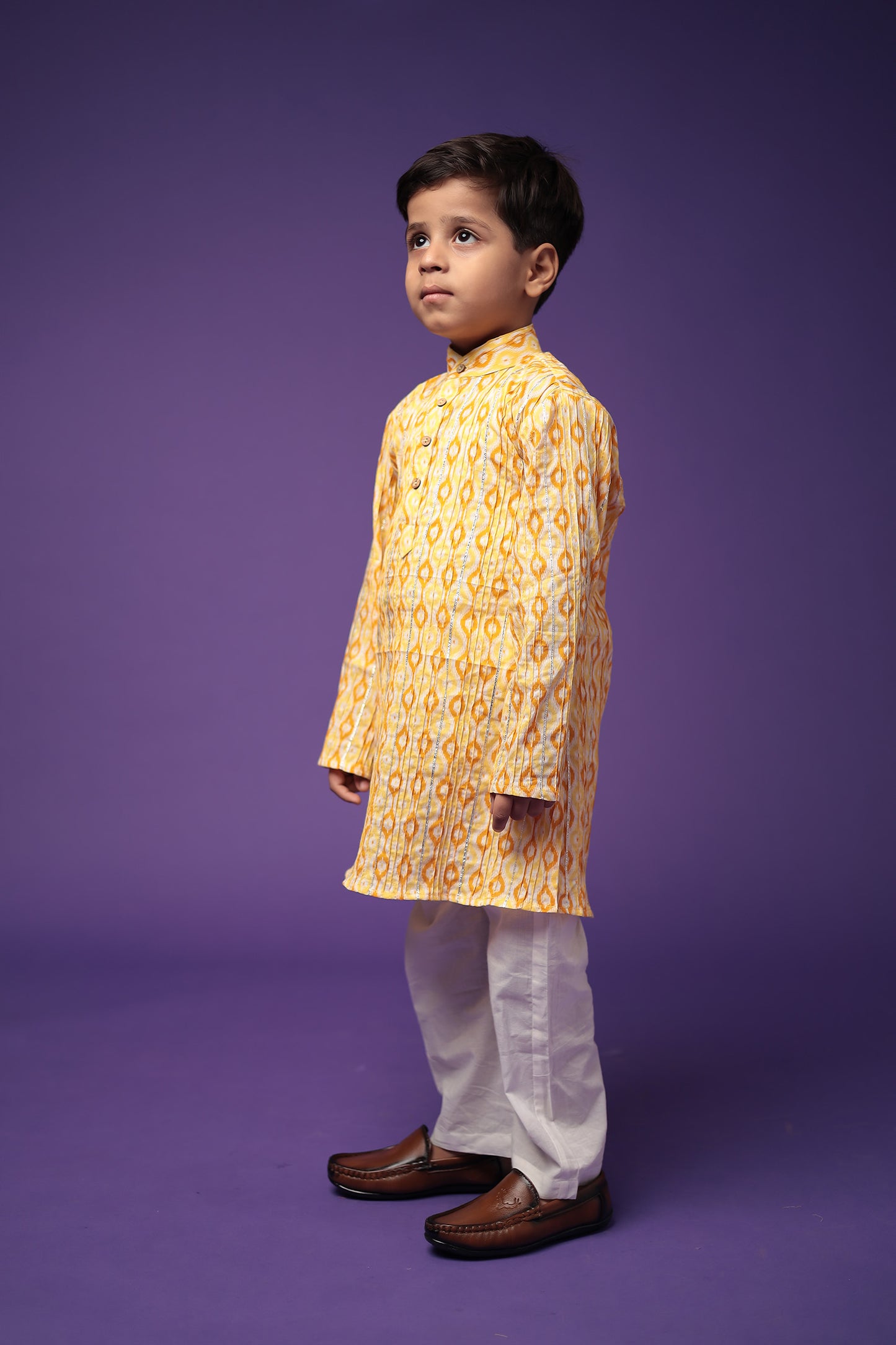 Traditional Cotton pintuck Kurta with Pajama Set for Boys