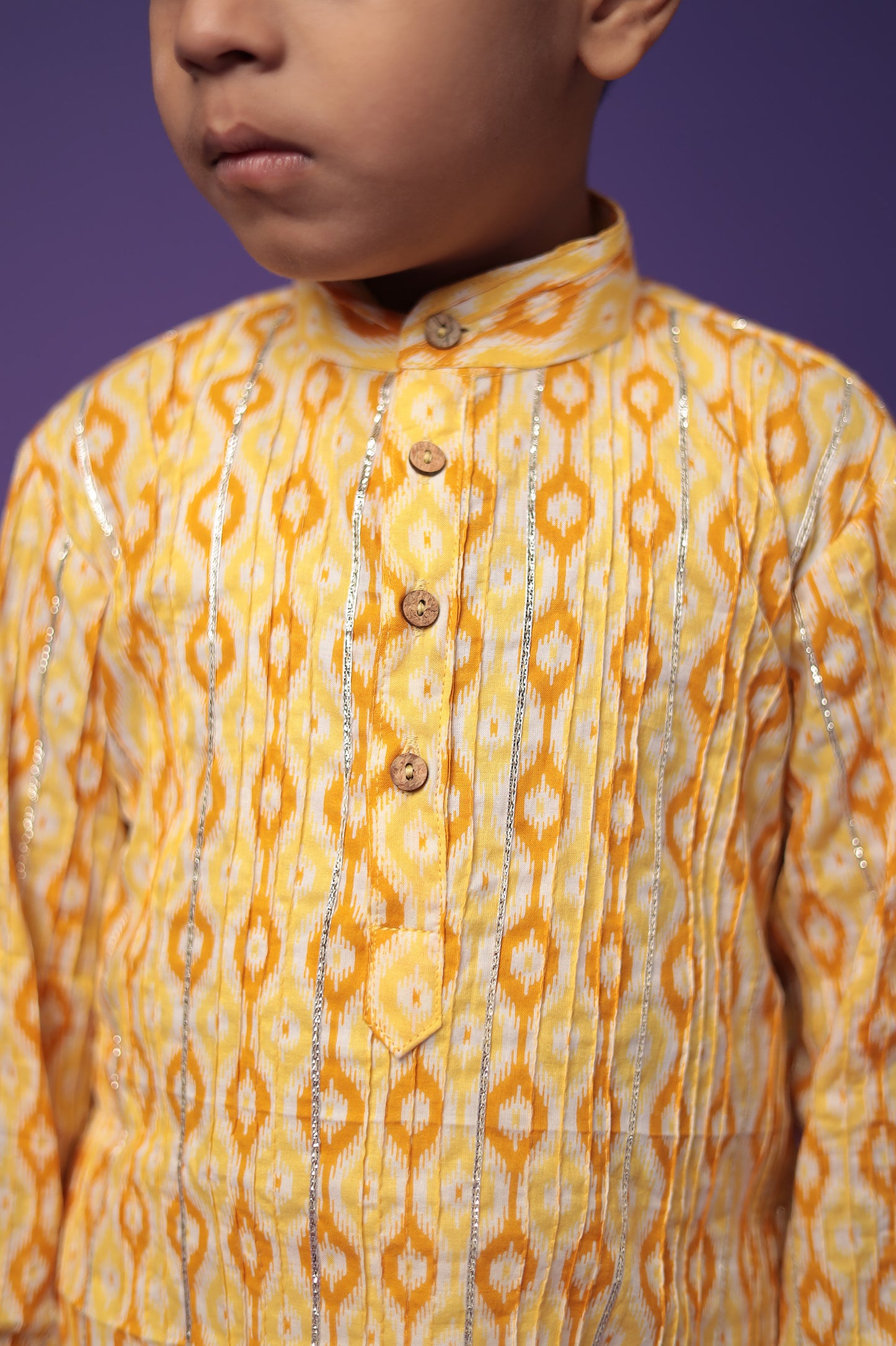 Traditional Cotton pintuck Kurta with Pajama Set for Boys