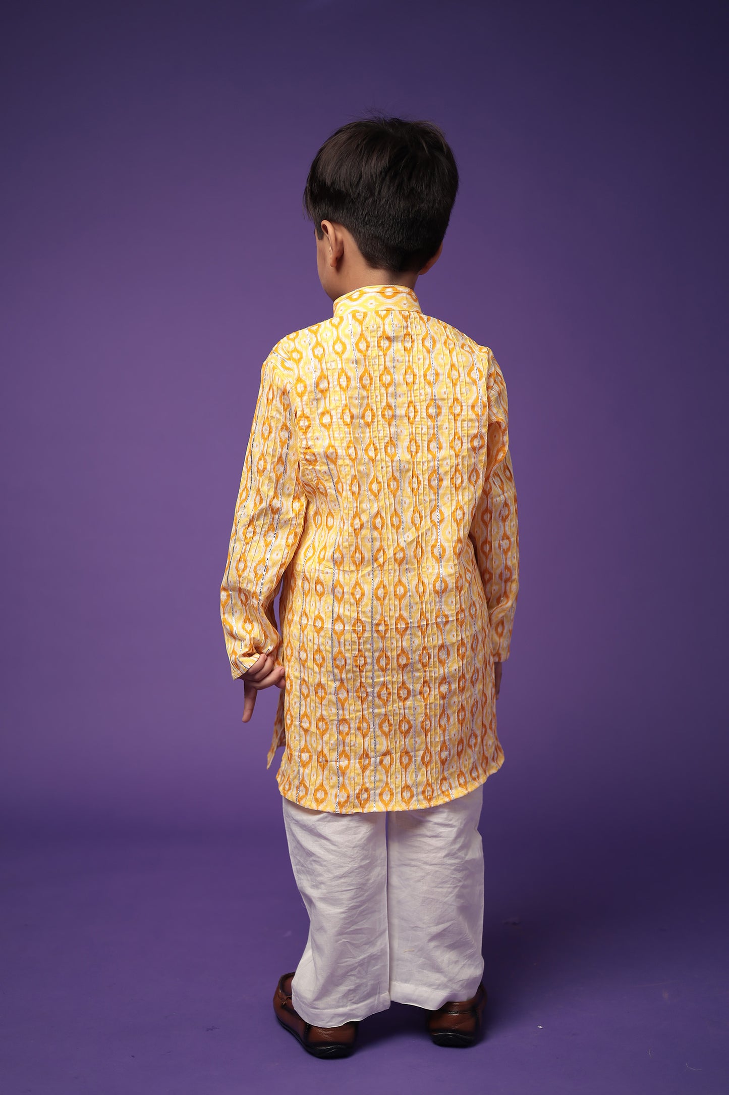 Traditional Cotton pintuck Kurta with Pajama Set for Boys