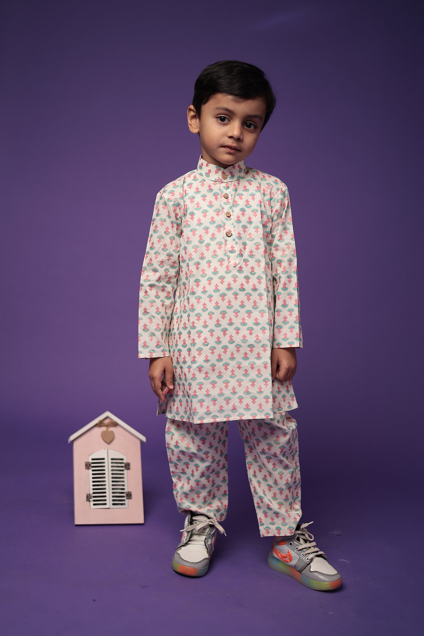 Cotton Ethnic Wear Kurta Pajama with Jacket Set for Boys