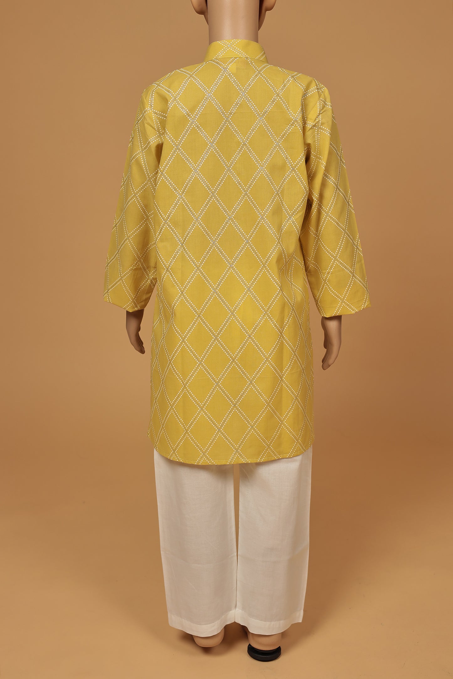 Radiant Yellow Cotton Silver Foil Kurta with Pajama Set