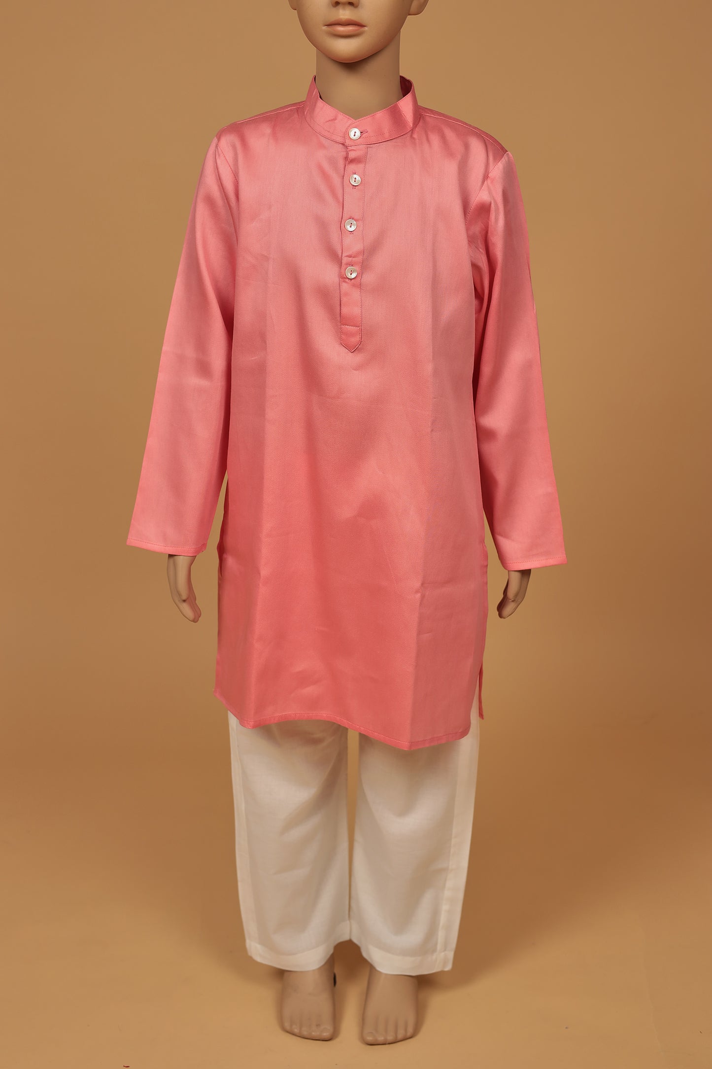 Stylish Pink Stripe Cotton Jacket Kurta and Pajama Set