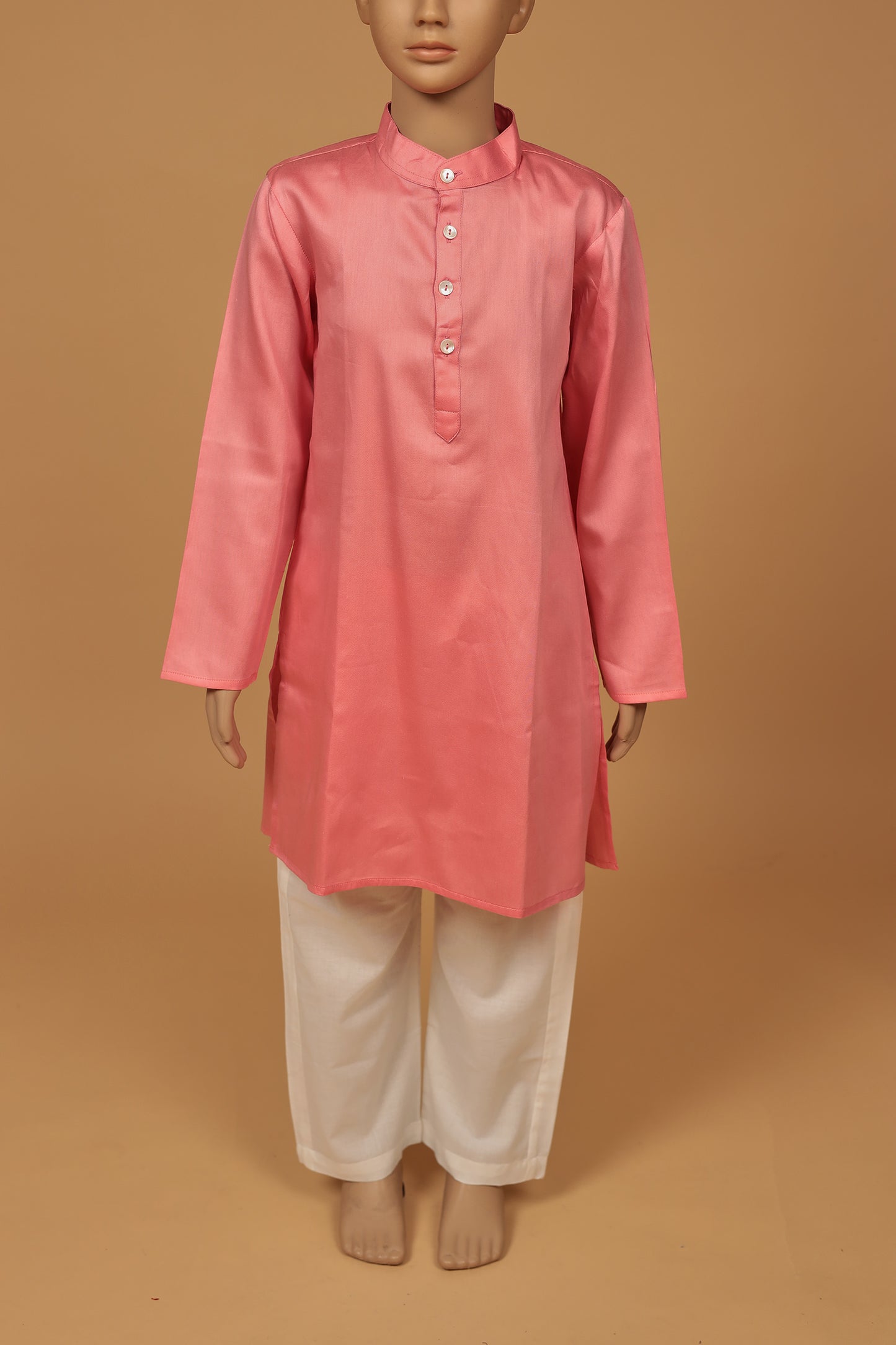 Stylish Pink Stripe Cotton Jacket Kurta and Pajama Set