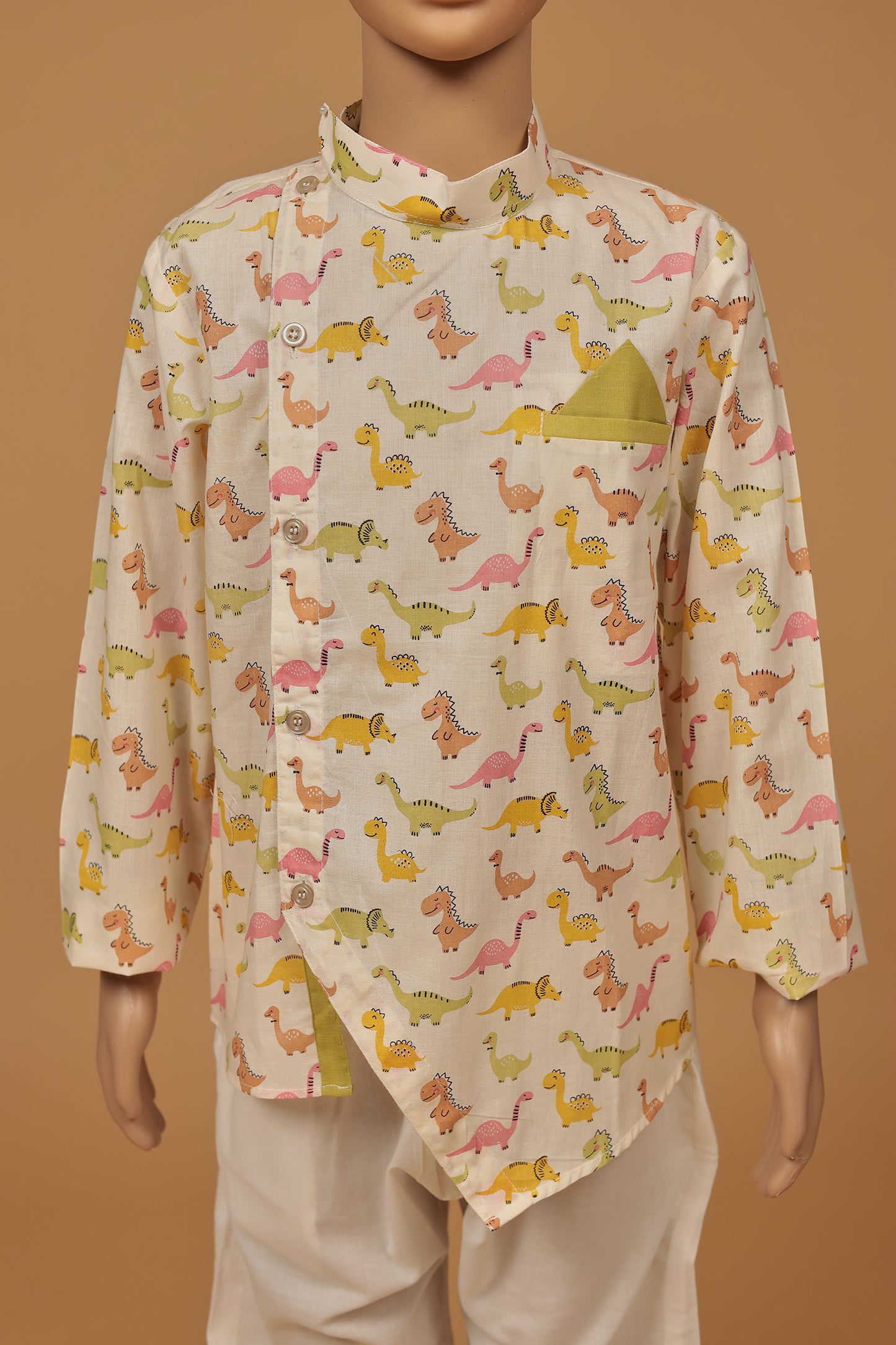 Fun Dinosaur Print Cotton Short Kurta