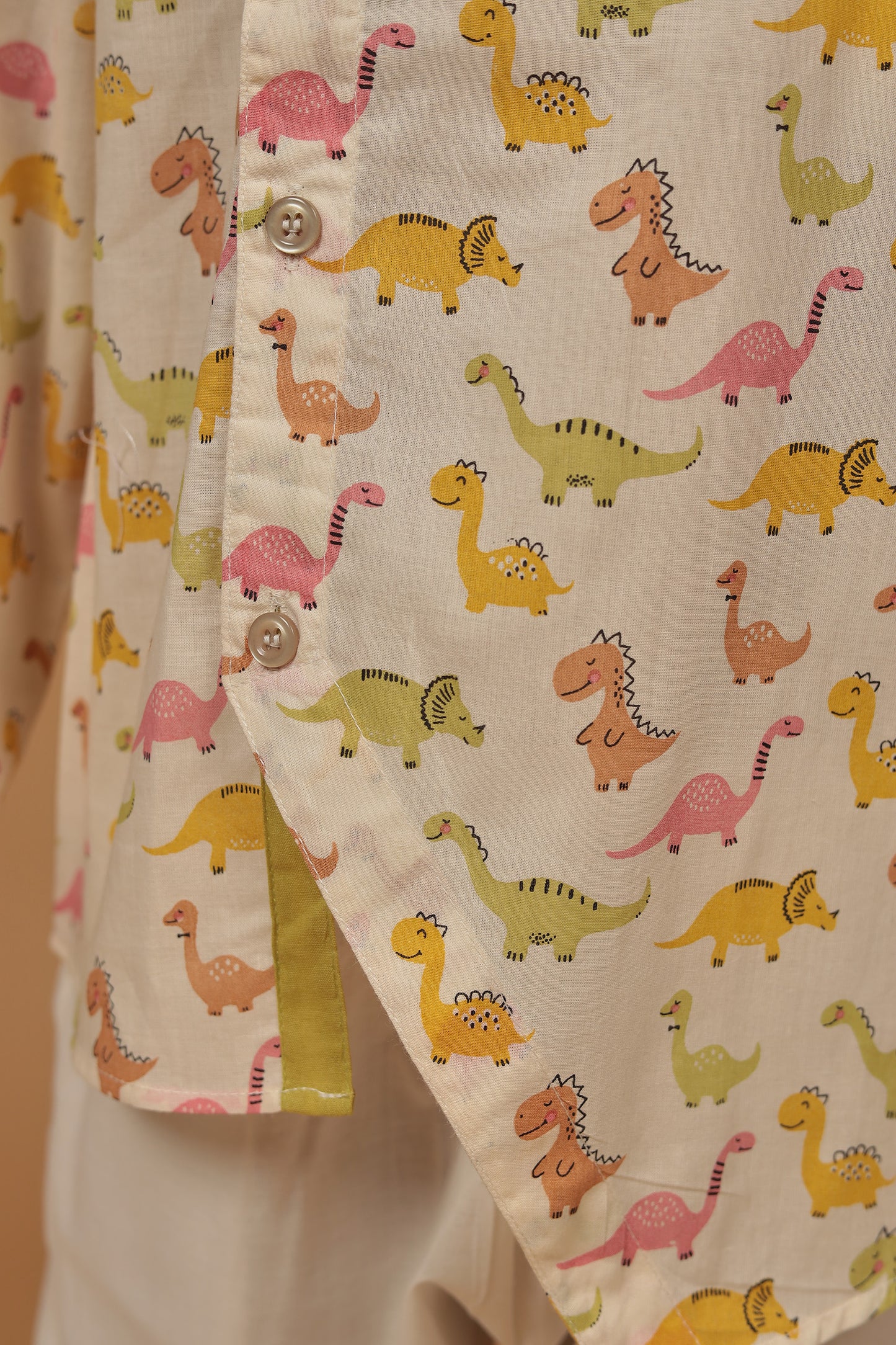 Fun Dinosaur Print Cotton Short Kurta