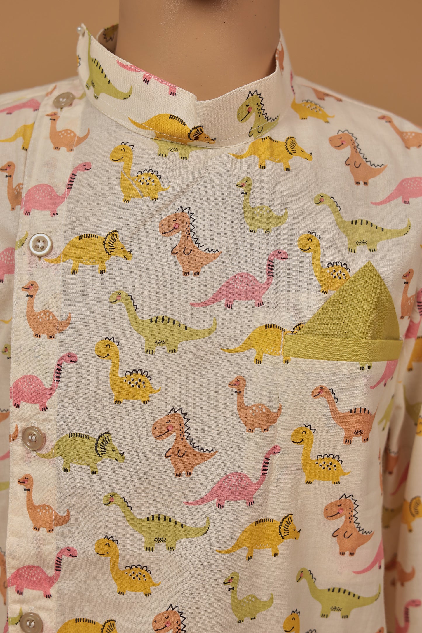 Fun Dinosaur Print Cotton Short Kurta